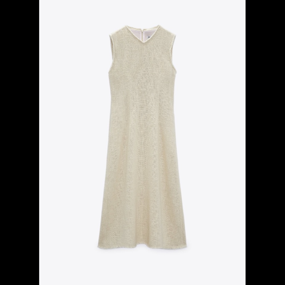 Zara frayed textured midi dress, rustic, neutral - Picture 6 of 12